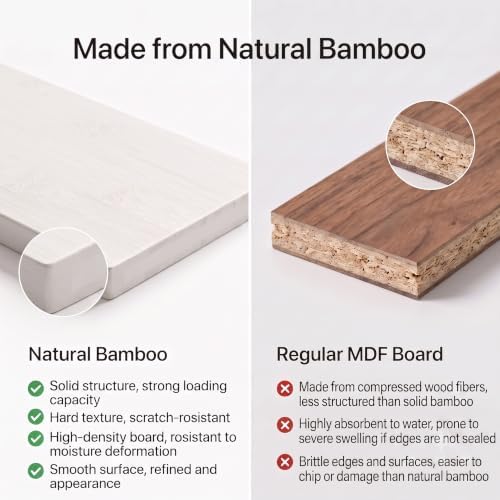 Wisuce White Small Corner Shelf Stand, 3-Tier Bamboo Corner Bookshelf