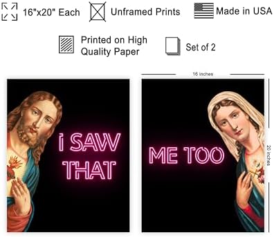 Poster Master 2-Piece I Saw That Print - Me Too Poster - Altered & Pop Art - Baroque Gift for Men & Women - Funny Wall Decor for Dorm, Bedroom or Bathroom - 16x20 UNFRAMED Wall Art