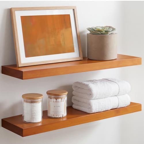 Homeforia 24 Inch Floating Shelves, High-End Solid Pine Wood, Set of 4