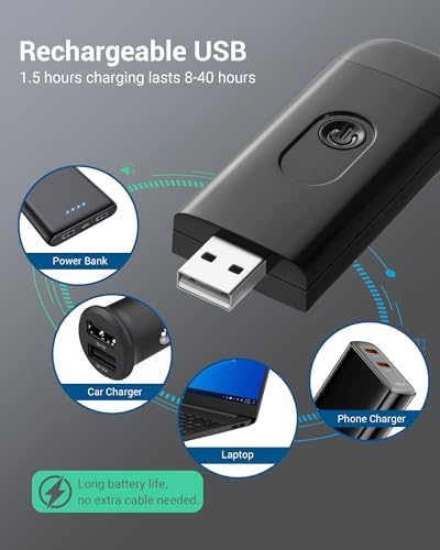 DEWENWILS Book Reading Light with Cilp, LED Clip on Book Light for Reading in Bed, USB Rechargeable Eye Care Book Lamp for Kids, Bookworms,2 Brightness Levels (Black)