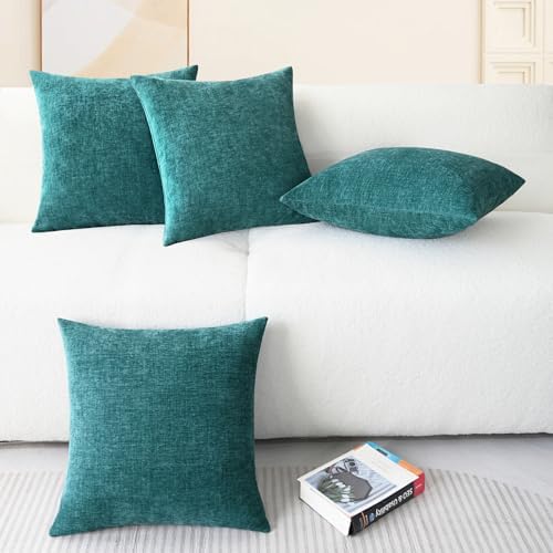 CaliTime Decorative Couch Throw Pillow Covers 18 X 18 Inches Teal