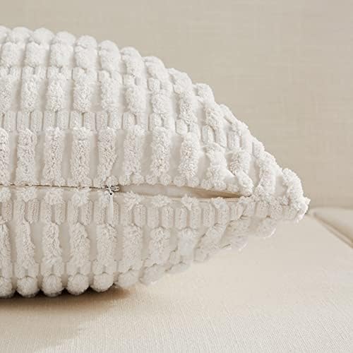 Fancy Homi 4 Packs Decorative Throw Pillow Covers for Living Room Couch Bed, Modern Farmhouse Boho Home Décor Accent Cushion Case, 20" x 20", White