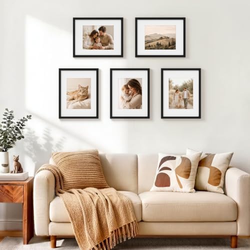 Vittanly 11x14 Picture Frames Set of 5, Wall Gallery Photo Frames, Black