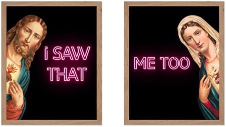 Poster Master 2-Piece I Saw That Print - Me Too Poster - Altered & Pop Art - Baroque Gift for Men & Women - Funny Wall Decor for Dorm, Bedroom or Bathroom - 16x20 Beige Framed