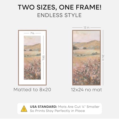 Homeforia 12x24 Mocha Picture Frame, High-End Metal, 8x20 Mat, Glass