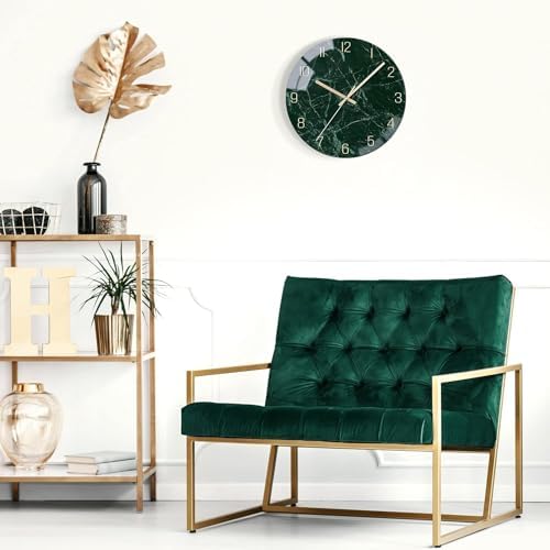 VIKMARI 10" Emerald Green Silent Glass Analog Wall Clock Home Bedroom Decor
