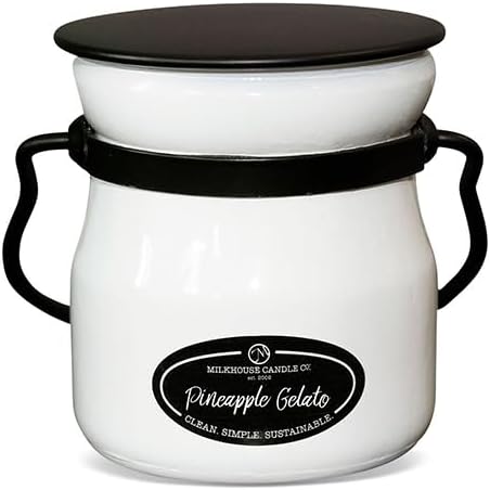 Milkhouse Pineapple Gelato Soy Candle, 5 oz Cream Jar, 35+ Hr Burn