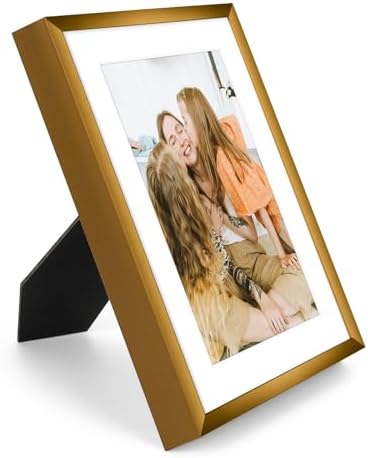 Frametory 2 Pack 5x7 Aluminum Frame with Mat for 4x6 Photo, Bronze