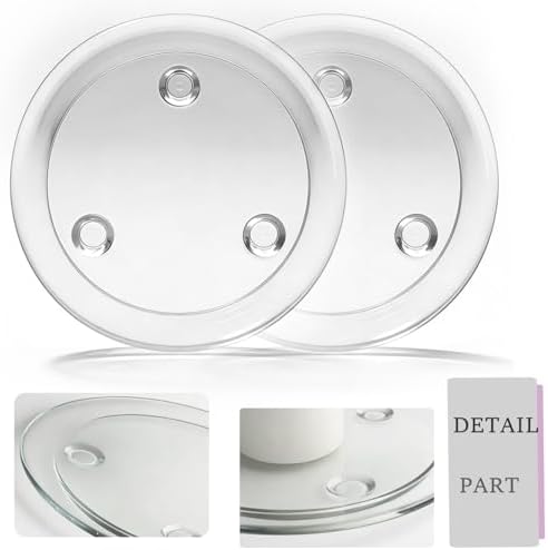Clear Glass Candle Holder，4" Glass Coaster Holder ，Small Round Candle Plate for Pillar Candle（2 Pack）