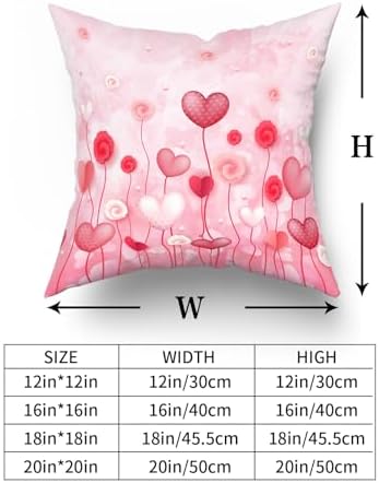 Giwawa Love Hearts Pillow Cover Set of 2 Red Pink Dots Heart Floral Cushion Covers Valentines Day Decorative Square Cotton Throw Pillowcases 16x16 Inches for Couch Sofa Bedding Wedding Holiday