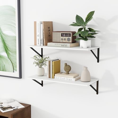 Heimlove 28W x 12D Deep Floating Shelves Set of 2 White