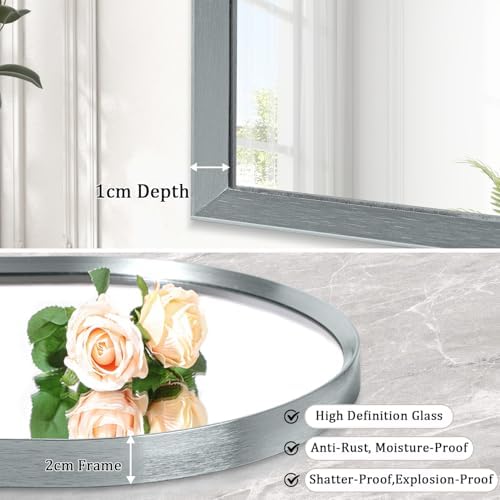 Arch Wall-Mounted Mirror Aluminum Alloy Frame Bathroom Wall Mirror for Vanity Living Room, Bedroom Entryway Room Home Decor 20"x16"