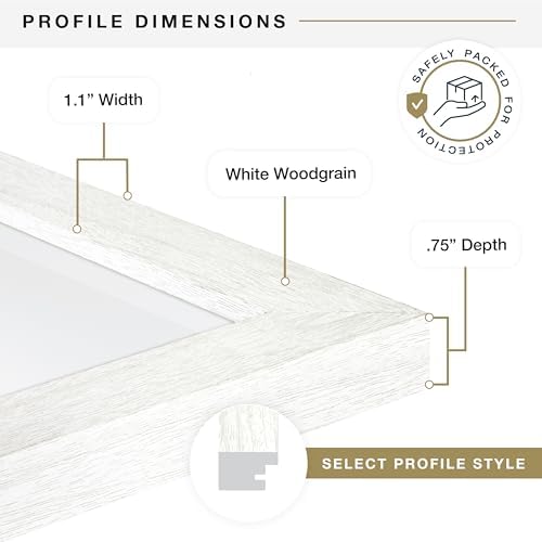 MCS Studio Gallery Poster Frame, 16x24, White Woodgrain, 1-Pack