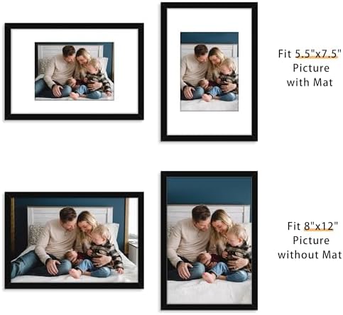 Picrit 8x12 Picture Frame Set of 12, Modern Gallery Wall Frames, Black