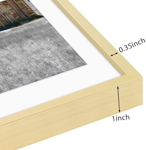 Golden State Art 8x10 Gold Aluminum Frame, Real Glass, Mat Fits 5x7
