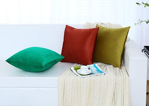 Jeneoo Set of 2 Comfy Soft Velvet Christmas Throw Pillow Cases for Sofa Couch, Decorative Solid Square Cushion Covers for Bedroom Car (18 x 18 Inches, Bright Green)