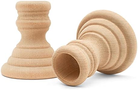 Unfinished Wood Country Candle Cups, 2-5/8 inch with 7/8 inch Taper Candle Hole, Set of 12, by Woodpeckers