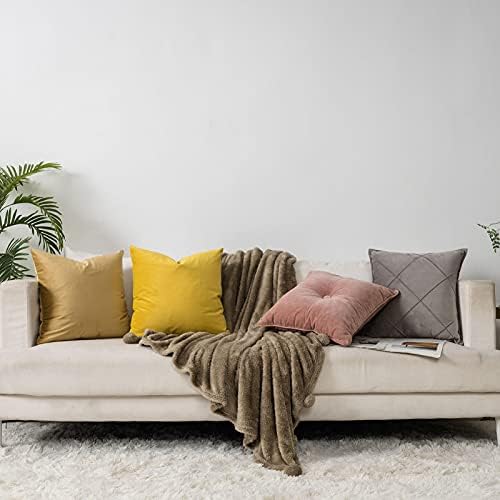 Lemon Soft Velvet Throw Pillow Covers 28x28 inch Set of 2 for Sofa Couch Bed Living Room Decorative Luxury Solid Square Cushion Covers Case with Zipper
