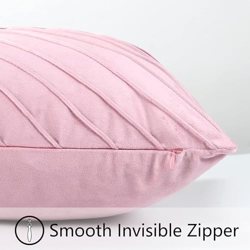 Velvet Throw Pillow Covers 24x24 Pack of 2 Gold Decor Blush Pink