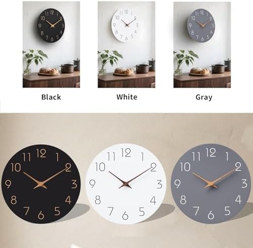 Mosewa Wall Clock Battery Operated 10" Silent Non-Ticking Simple Minimalist