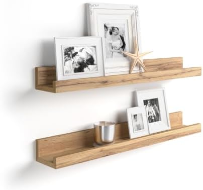 Mobili Fiver, Set of 2 First Picture Shelves, 23.62 in, Rustic Oak, Made in Italy