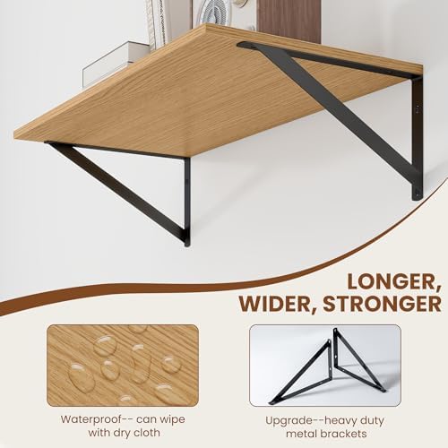 Heimlove 24W x 12D Deep Floating Shelves Set of 2 Oak