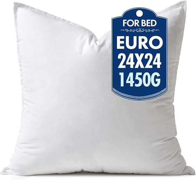 MIULEE 24x24 Inch Synthetic Down Alternative Euro Pillow Insert | Euro Decorative Throw Pillow 24 x 24 Inch Body Bed Sleeping Ultra Soft Fluffy Form for Sofa Couch Bed