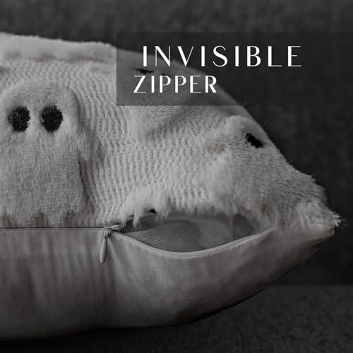 DFXSZ Halloween Pillow Covers 18x18 inch 2Pcs Silver Gray Ghost Halloween Decor