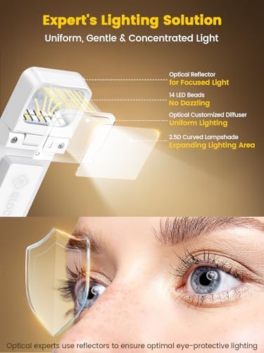 Glocusent 14 LED Book Light for Reading in Bed, USB-C Rechargeable