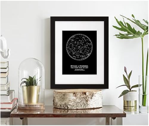 Custom Star Map - Personalized constellation prints available as framed, unframed, canvas prints, or canvas posters. Perfect for weddings, anniversaries, and special occasions Black