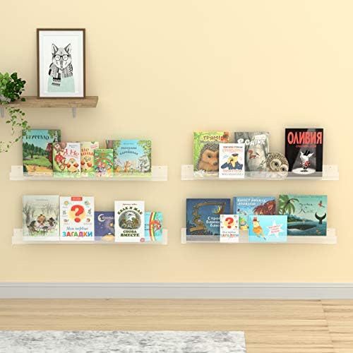 NIUBEE 36" Acrylic Floating Nursery Kids Bookshelf Wall Shelf 4 Packs