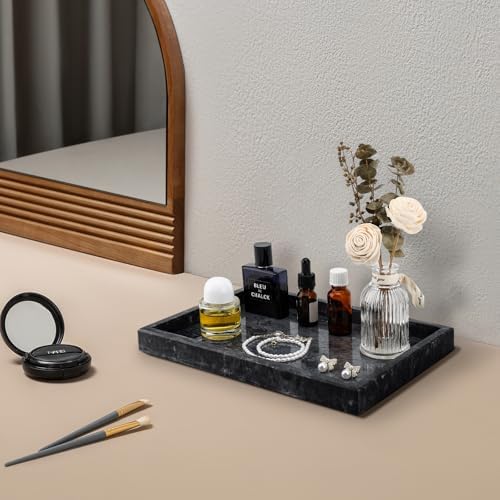 Real Natural Marble Tray for Bathroom, Vanity, Kitchen Counter & Desktop