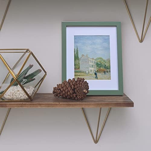 Muzilife Green 11x14 Wood Picture Frame with Mat, Real Glass Cover, 1 Pack