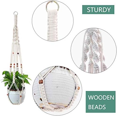 Belit Macrame Plant Hangers Indoor Outdoor 2 Pack Hanging Planters Basket with 2 Hooks Decorative Flower Pots Stand Home Decor