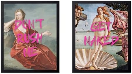 Poster Master 2-Piece Don't Rush Me Print - Get Naked Poster - Altered & Pop Art - Humorous Gift for Men & Women - Funny Wall Decor for Bedroom, Dorm or Bathroom - 11x14 Black Framed