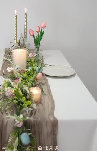 FEXIA Nude Brown Cheesecloth Table Runner Wedding Decorations Boho Decor