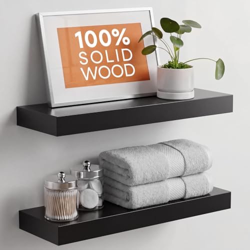 Homeforia 20 Inch Floating Shelves, High-End Solid Pine Wood, Set of 2