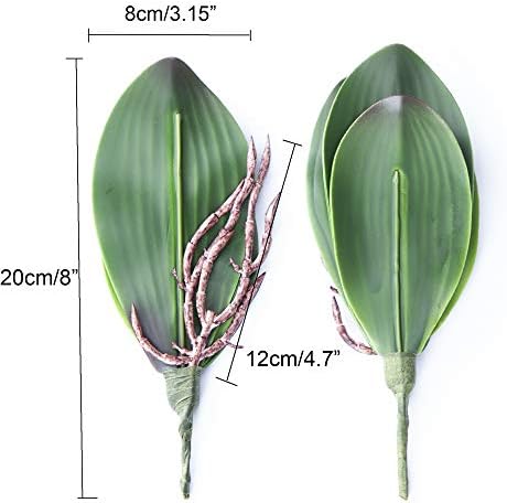 Fnize Orchid Leaves Artificial Phalaenopsis Stems Leaf Real Touch 8" 2pcs