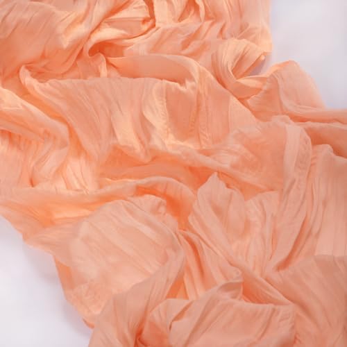 2 Pack Peach Pink Cheesecloth Table Runner 10ft Coral Sheer Gauze Decor