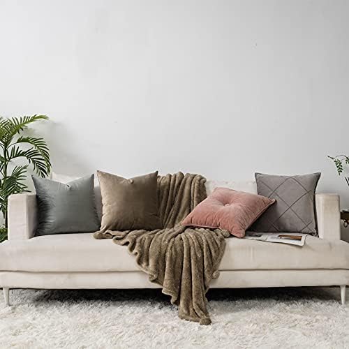 Stone Couch Velvet Throw Pillow Covers 22x22 inch Set of 2 with Zipper Decorative Luxury Soft Solid Rectangle Cushion Covers Case for Sofa Bed Living Room Car