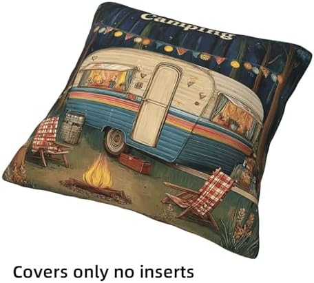 Camping Throw Pillow Covers Set of 4 Decorative Soft Double Sided Print Pillow Case Farmhouse Home Decor for Living Room Sofa Couch 18x18
