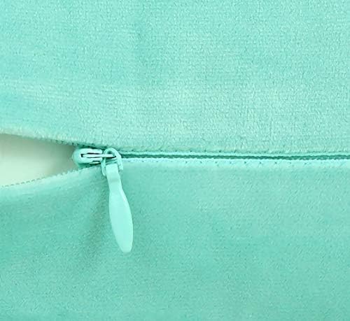 Jeneoo Comfy Soft Thick Velvet Throw Pillow Covers Decorative Solid Square Couch Cushion Cases for Bedroom Sofa Car Decor (Mint Green, 18 x 18 Inches, 2 Pieces)