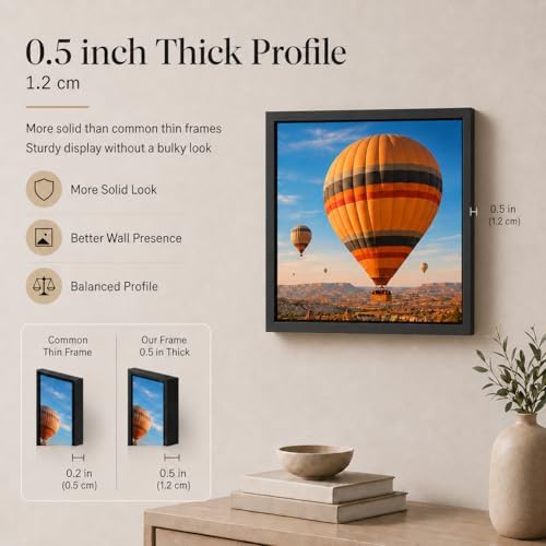 JCJMY 10x10 Picture Frame Set of 6 Black for Wall Hanging, Wall Mounting Horizontally or Vertically, 10 x 10 Square Wall Gallery Poster Photo Frame with Shatter Resistant Plexiglass,6 Pack, Black