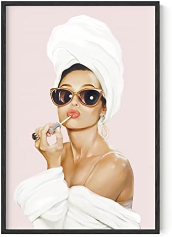 Haus and Hues Audrey Hepburn Wall Art and Wall Decor Audrey Hepburn Poster Hollywood Wall Art, Audrey Hepburn Pictures for Wall, Vanity Room Wall Art (24" x 36" Framed Black)