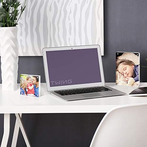 TWING 4x4 Acrylic Frame 2 Pack,20MM Thicker Frameless Clear Picture Frames