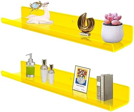 ROYALITA 2-Pack Acrylic Shelves Wall Mounted, 24 Inch Floating Shelves