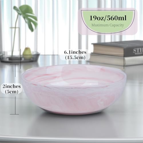 Small Decorative Bowl, Modern Home Decor Centerpiece 6.1 Inches Key Bowl, Marble-patterned Ceramic Bowl for Entry Table, Pink
