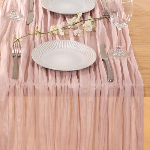6 Pack Pink Table Runner 10ft Rustic Gauze Cheesecloth Table Decor