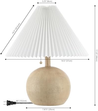 JONATHAN Y Aksel Sphere Table Lamp Coastal 17.25", Beige Wood Finish