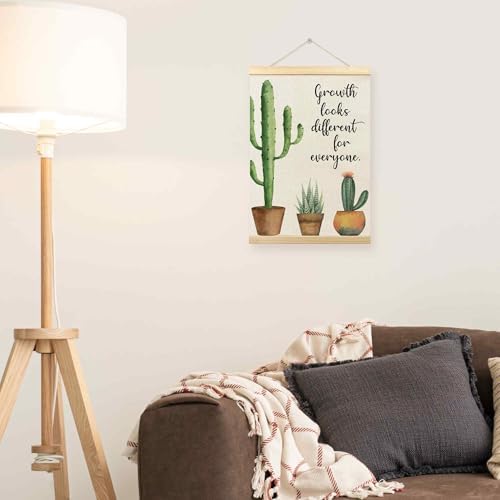 TLESKE Mental Health Cactus Poster Hanger Frame, Motivational Inspirational Hanging Wall Art Decor Framed for Therapy Counseling Office, Growth Looks Different for Everyone Wall Prints Picture, 12x16